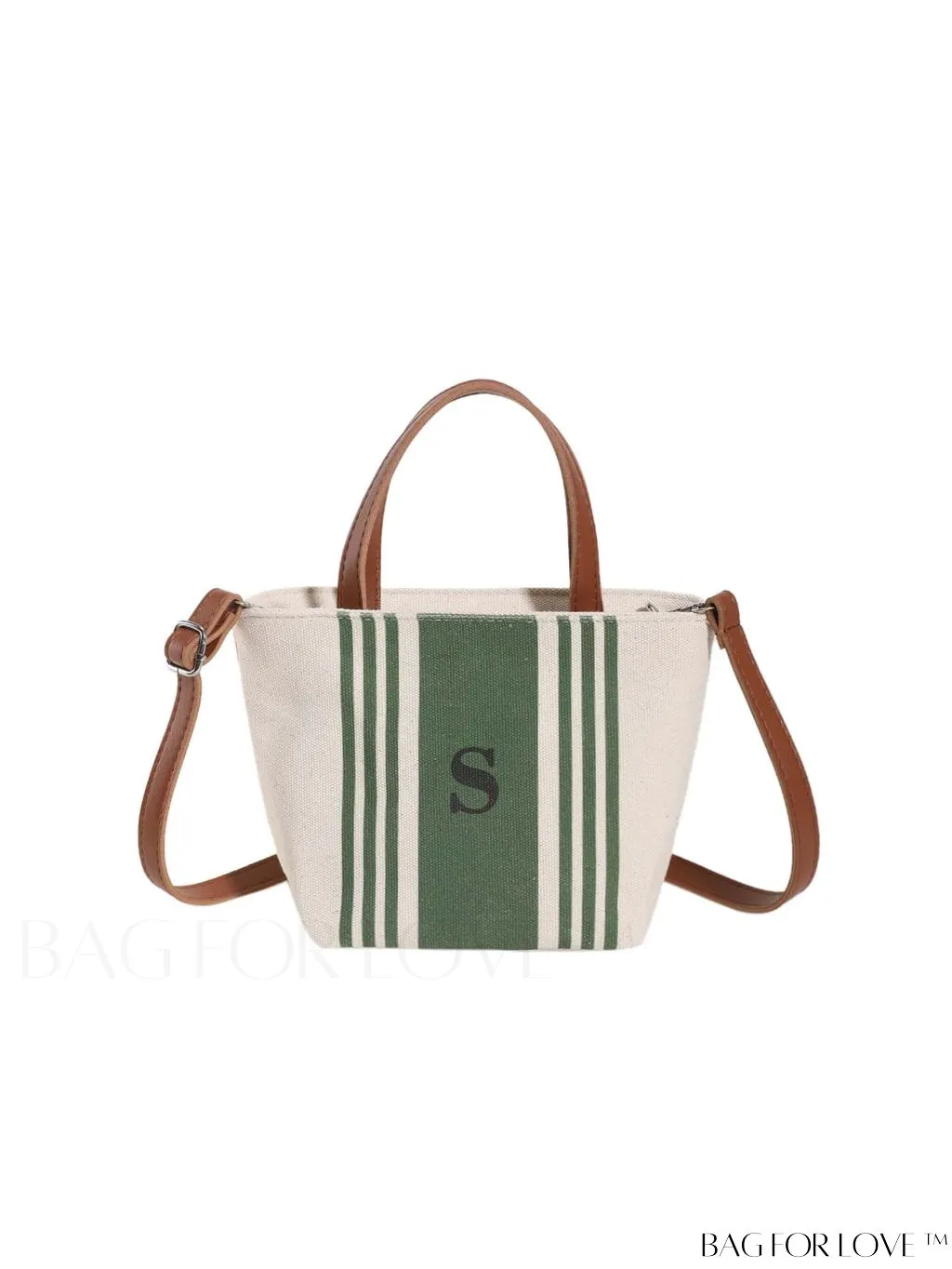 BagForLove - Stylish Dual Handle Bucket Bag with Letter & Striped Pattern