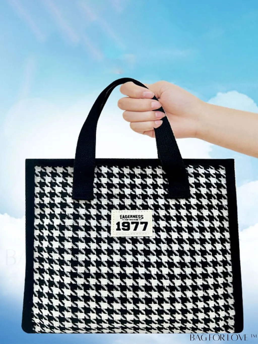 BagForLove - Stylish Lightweight Tote Bag with Checkered Canvas Design