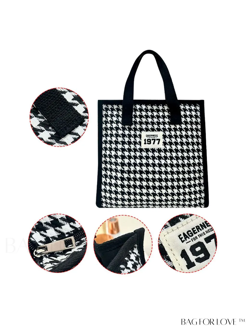 BagForLove - Stylish Lightweight Tote Bag with Checkered Canvas Design