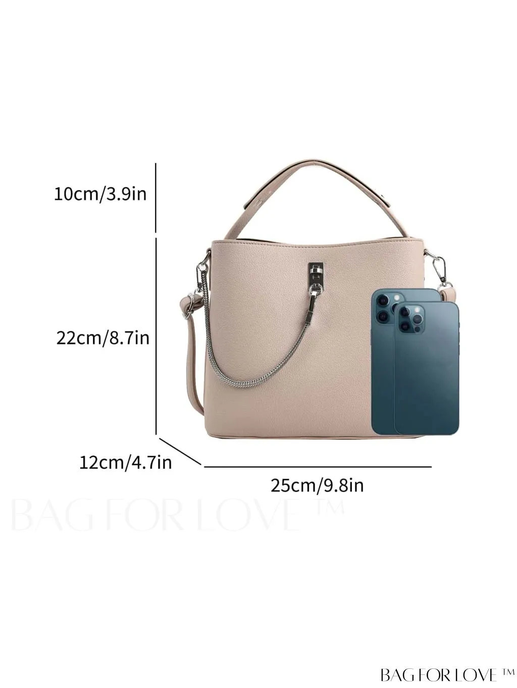 BagForLove - Stylish Metal Chain Accent Handbag - Adjustable Shoulder Strap - Perfect for Fashionistas