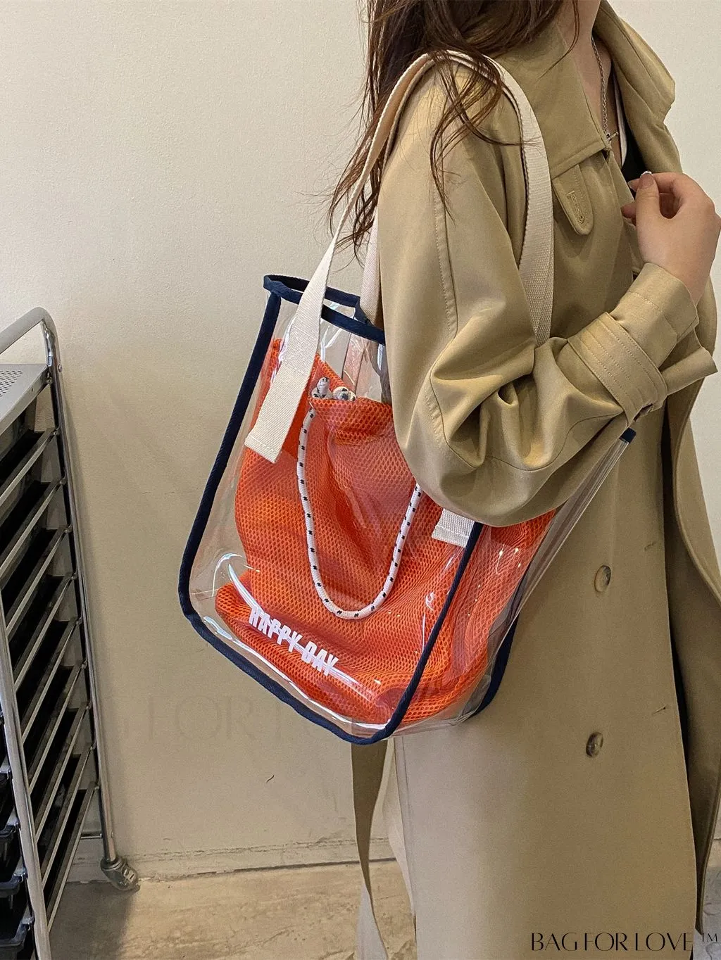 BagForLove - Stylish PVC Jelly Shoulder Bag with Mesh Inner Compartment - Perfect for Swimming or Fashion