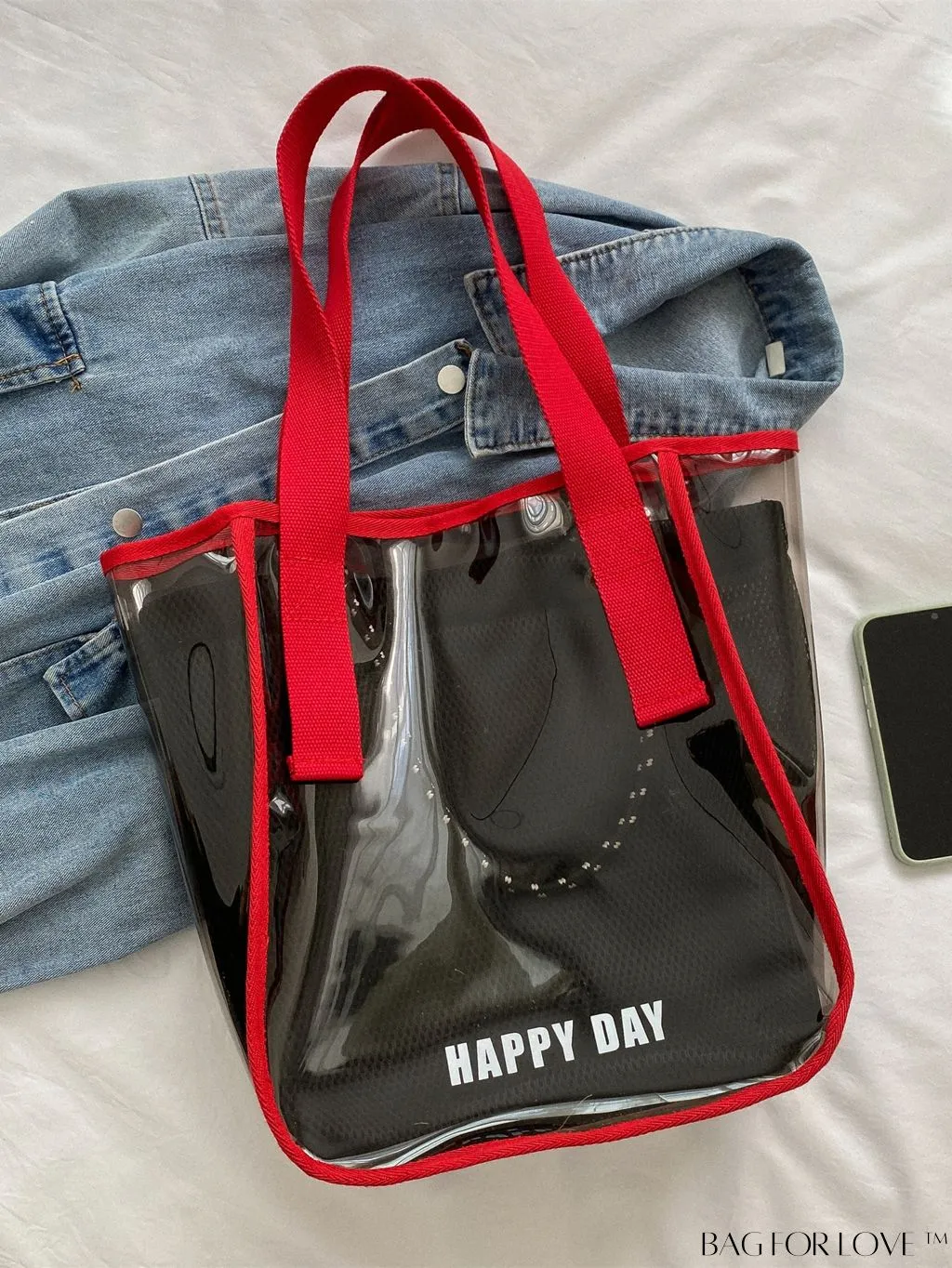 BagForLove - Stylish PVC Jelly Shoulder Bag with Mesh Inner Compartment - Perfect for Swimming or Fashion