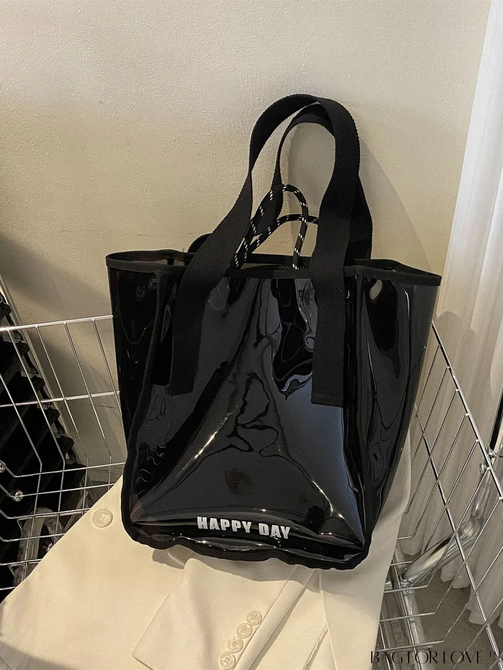 BagForLove - Stylish PVC Transparent Shoulder Bag with Mesh Insert - Ideal for Swim & Fashion