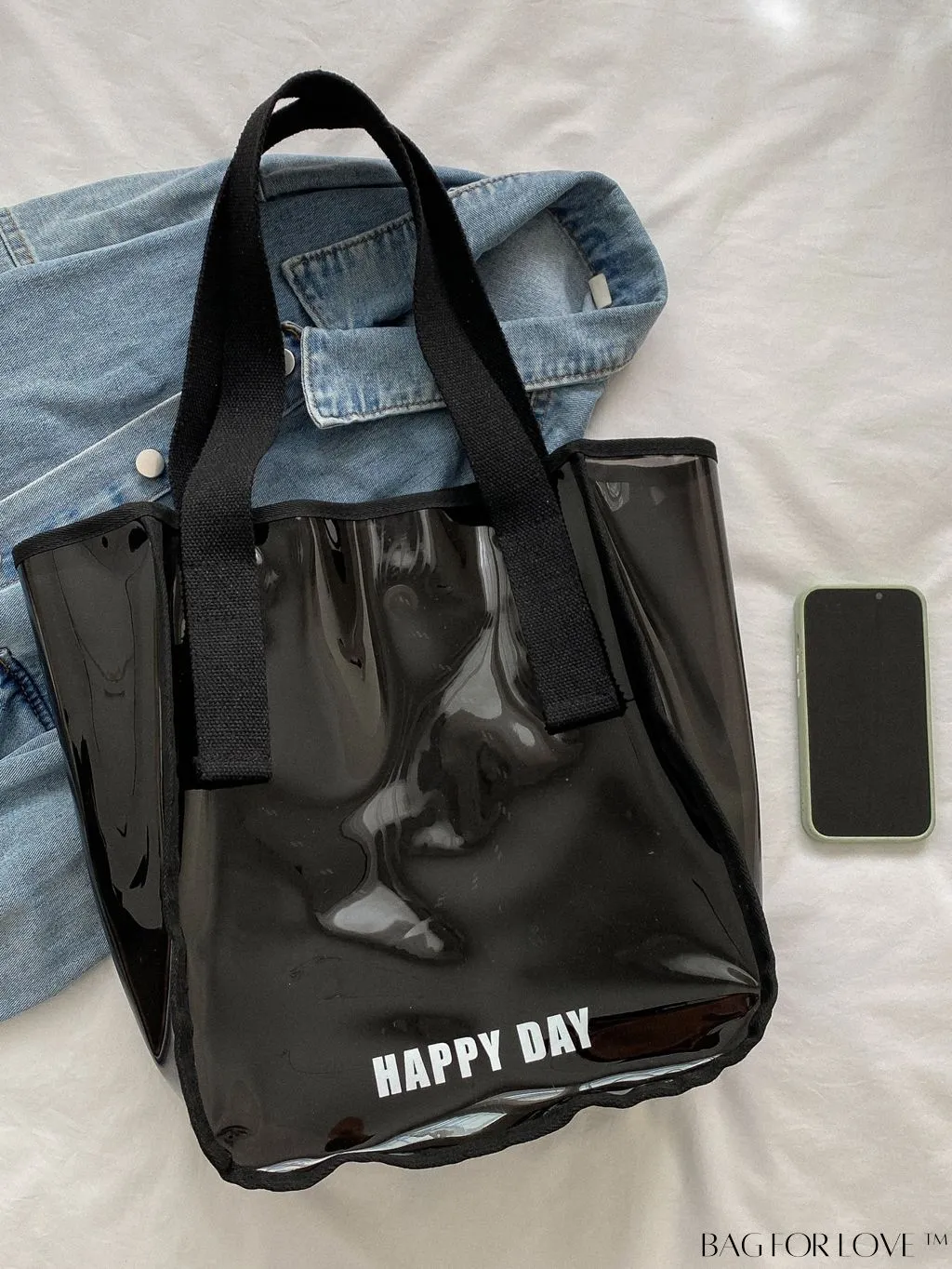 BagForLove - Stylish PVC Transparent Shoulder Bag with Mesh Insert - Ideal for Swim & Fashion