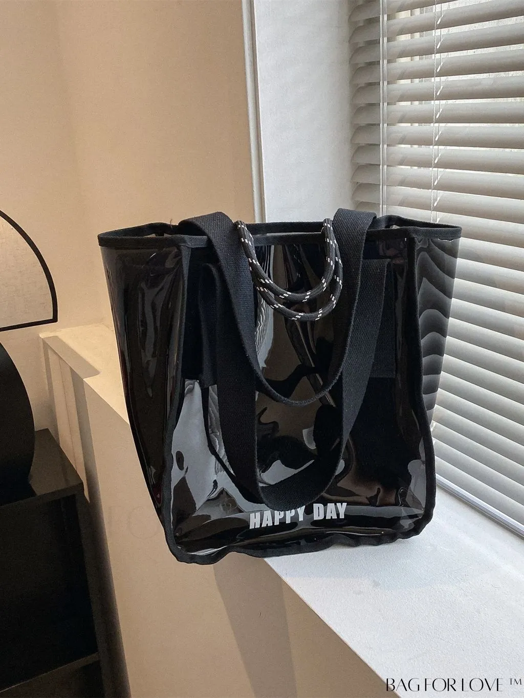 BagForLove - Stylish PVC Transparent Shoulder Bag with Mesh Insert - Ideal for Swim & Fashion