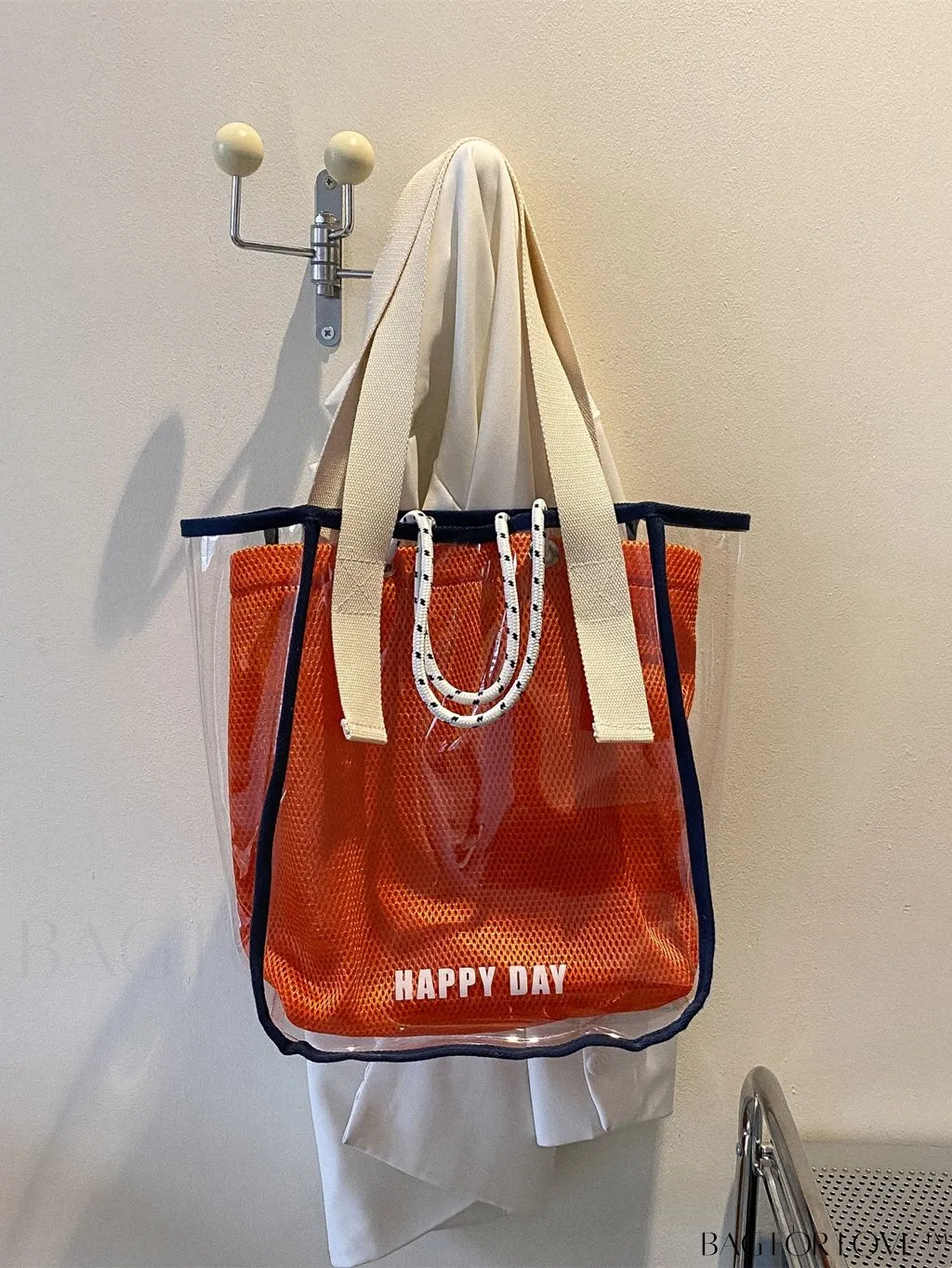 BagForLove - Stylish PVC Transparent Shoulder Bag with Mesh Insert - Ideal for Swim & Fashion