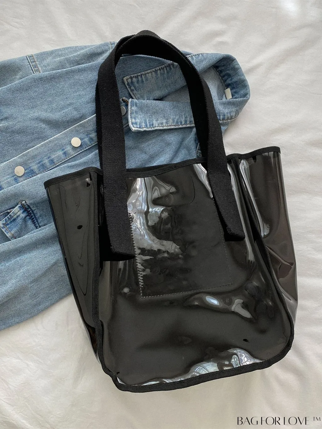 BagForLove - Stylish PVC Transparent Shoulder Bag with Mesh Insert - Ideal for Swim & Fashion