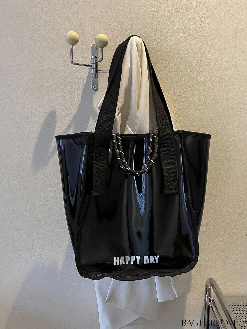 BagForLove - Stylish PVC Transparent Shoulder Bag with Mesh Insert - Ideal for Swim & Fashion
