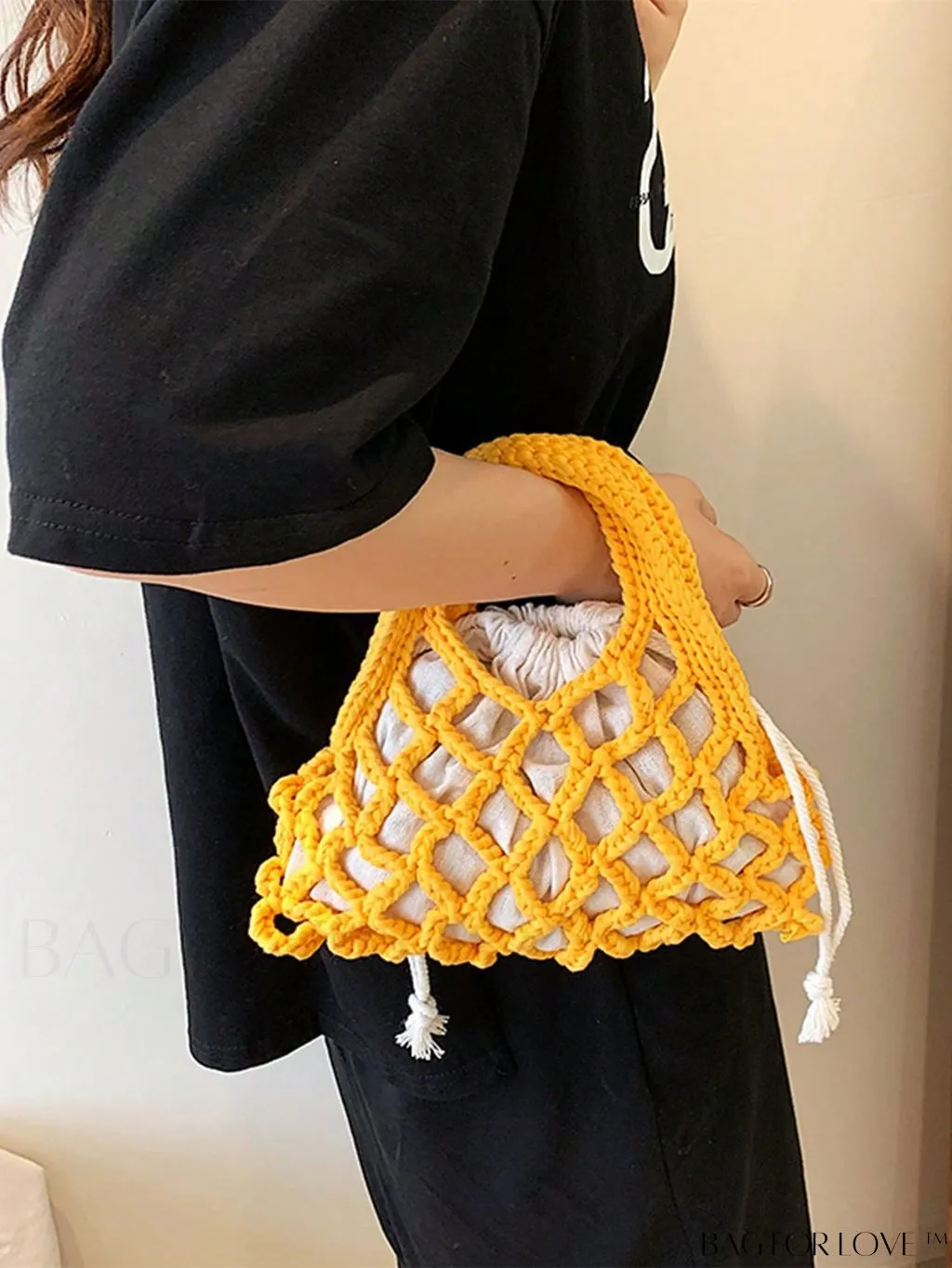 BagForLove - Stylish Small Satchel Bag with Drawstring Design, Inner Pouch, and Braided Detail