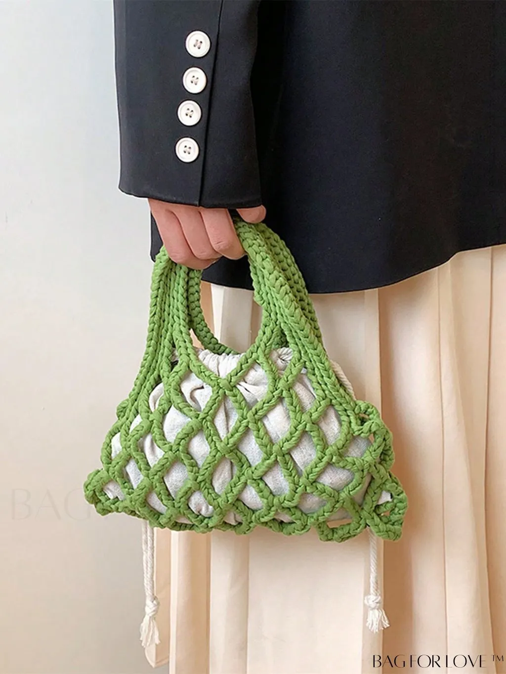 BagForLove - Stylish Small Satchel Bag with Drawstring Design, Inner Pouch, and Braided Detail