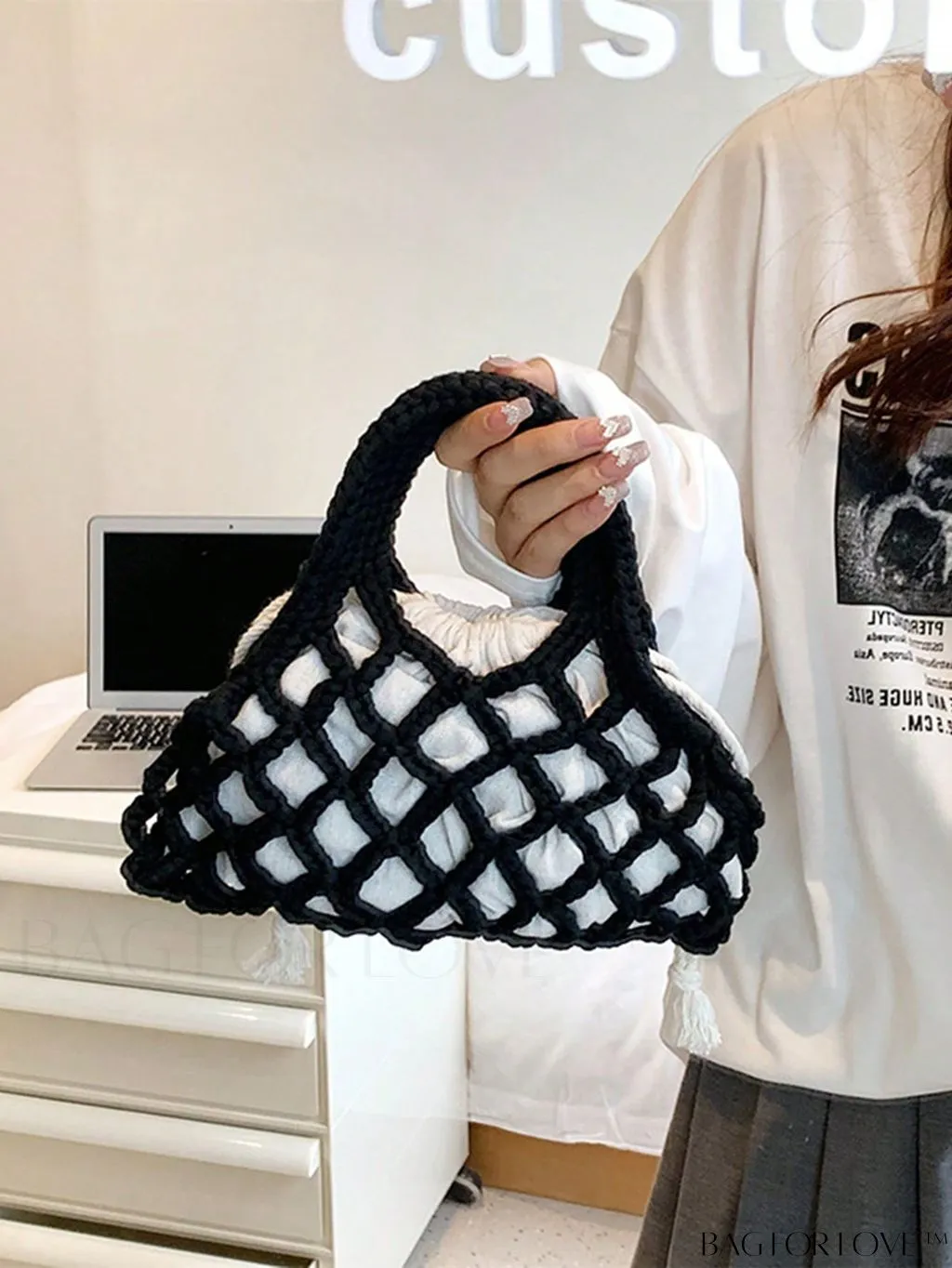 BagForLove - Stylish Small Satchel Bag with Drawstring Design, Inner Pouch, and Braided Detail