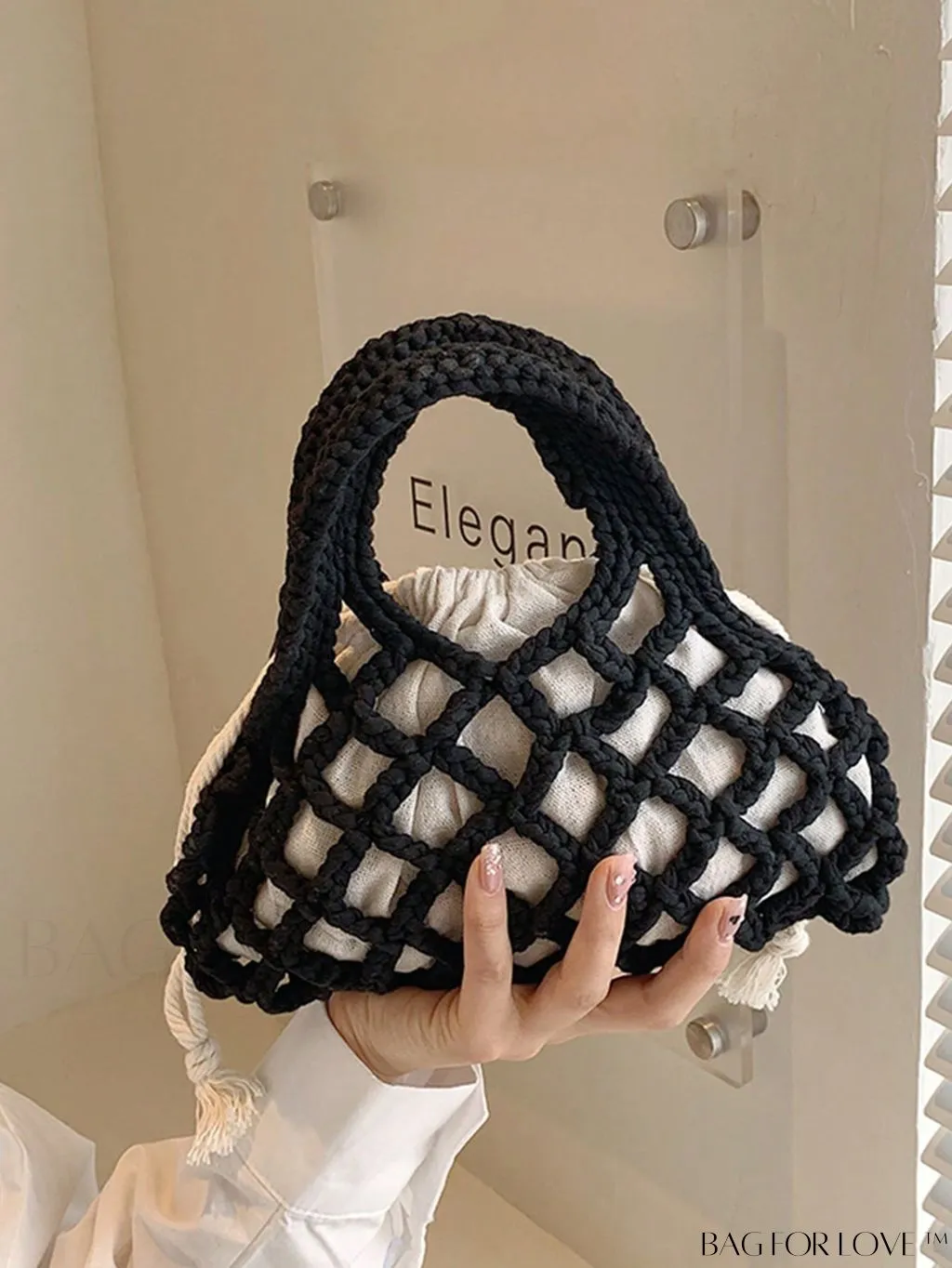 BagForLove - Stylish Small Satchel Bag with Drawstring Design, Inner Pouch, and Braided Detail