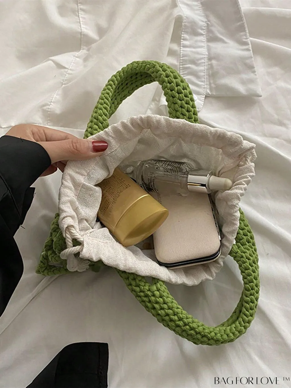 BagForLove - Stylish Small Satchel Bag with Drawstring Design, Inner Pouch, and Braided Detail