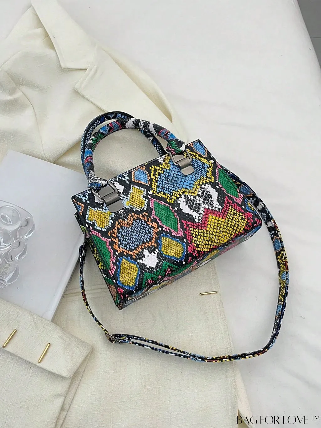 BagForLove - Stylish Snakeskin PU Mini Bag with Square Design