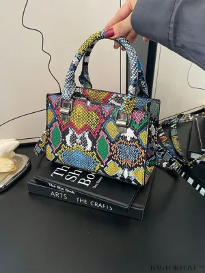 BagForLove - Stylish Snakeskin PU Mini Bag with Square Design