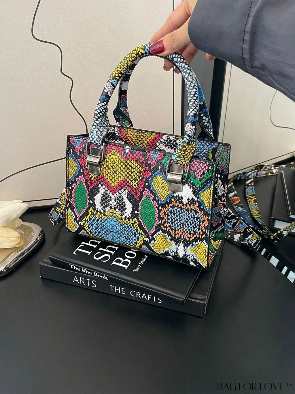 BagForLove - Stylish Snakeskin PU Mini Bag with Square Design