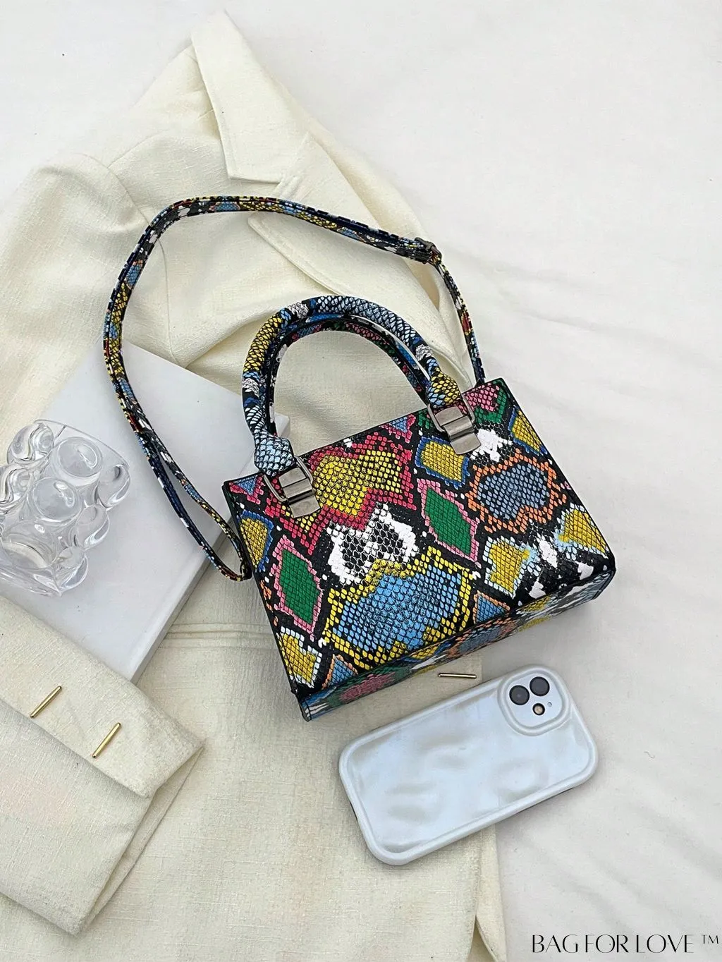 BagForLove - Stylish Snakeskin PU Mini Bag with Square Design