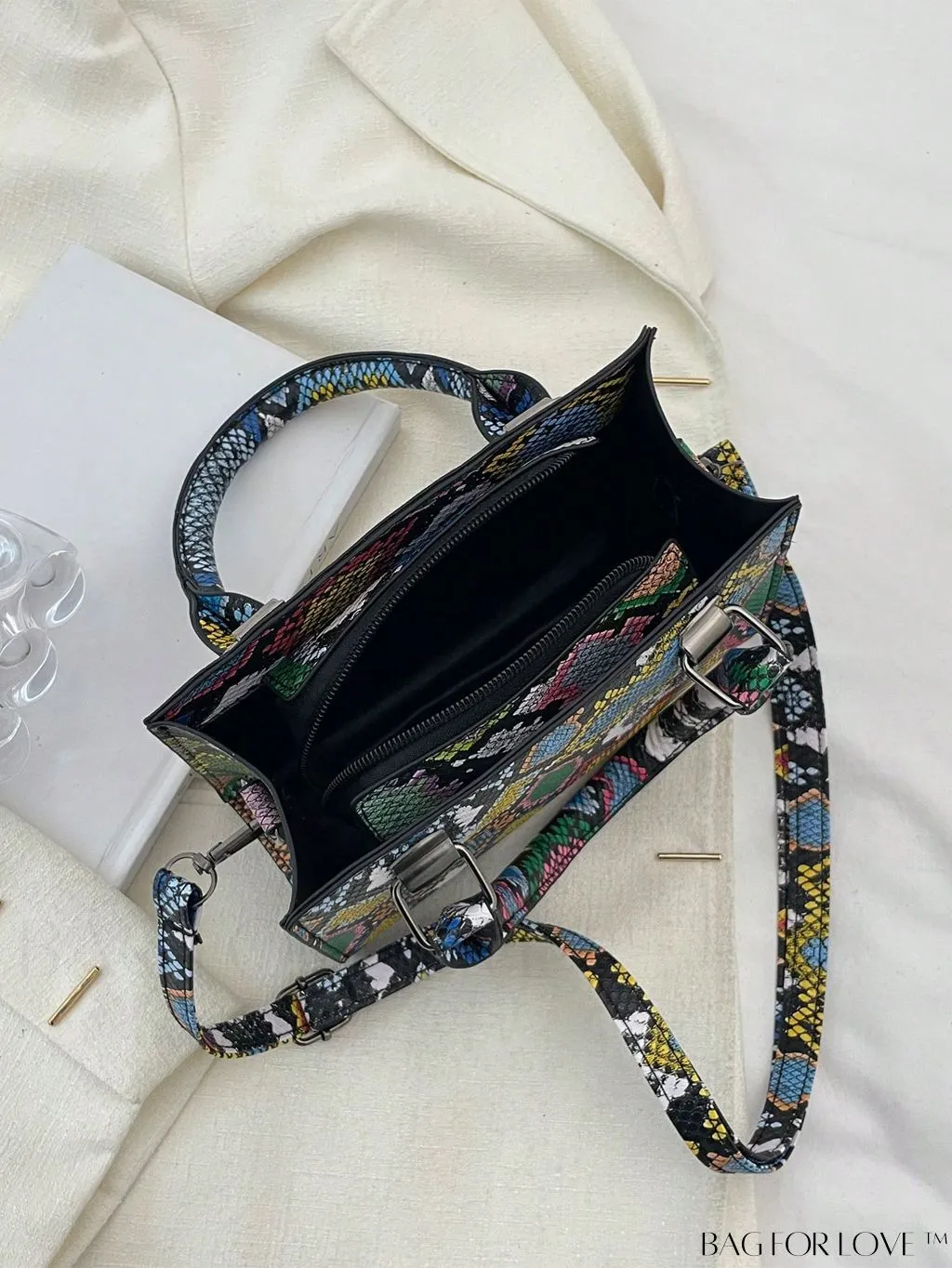 BagForLove - Stylish Snakeskin PU Mini Bag with Square Design