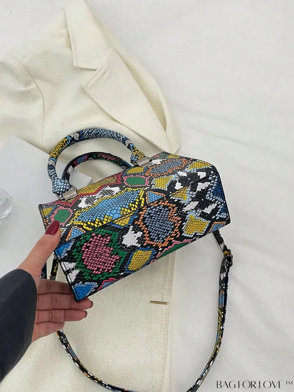 BagForLove - Stylish Snakeskin PU Mini Bag with Square Design