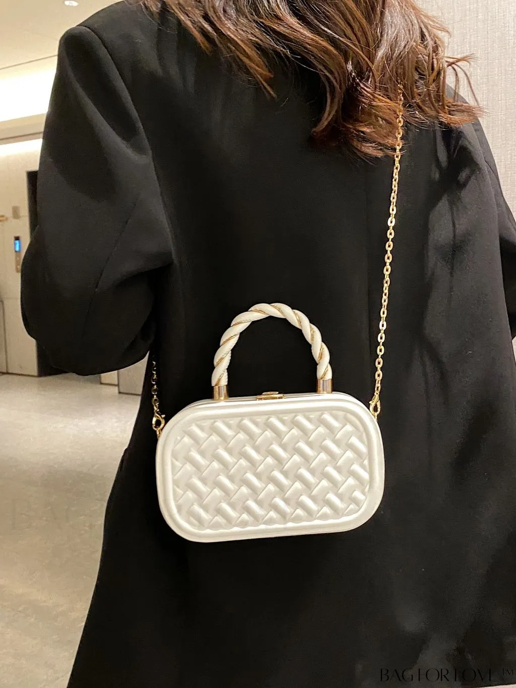 BagForLove - Stylish Square Shoulder Bag with PU Leather Stitching - Mini Size