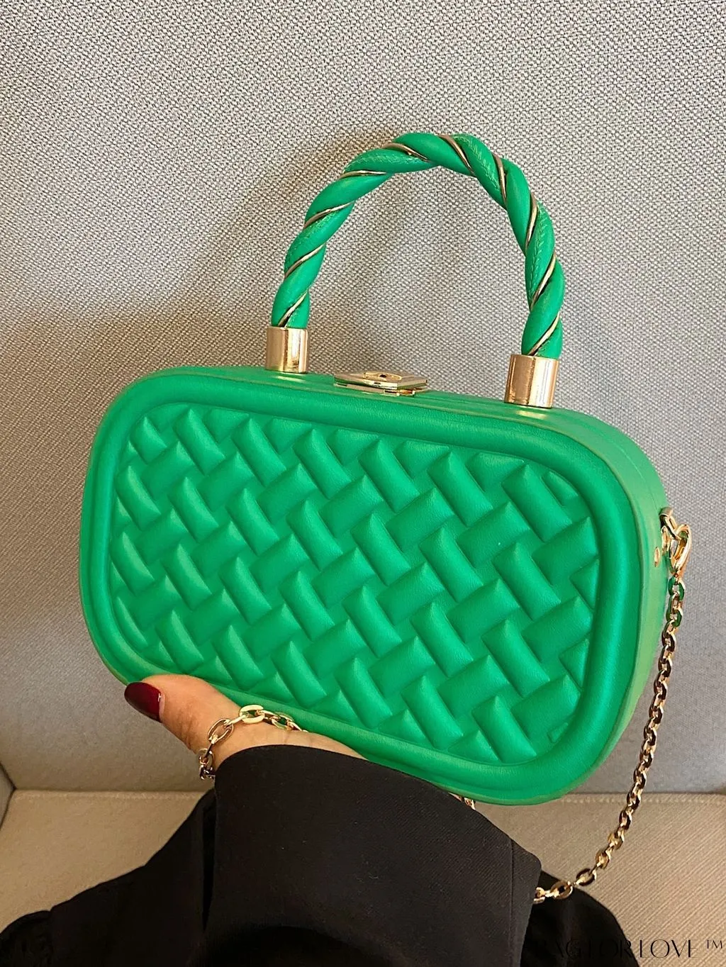 BagForLove - Stylish Square Shoulder Bag with PU Leather Stitching - Mini Size