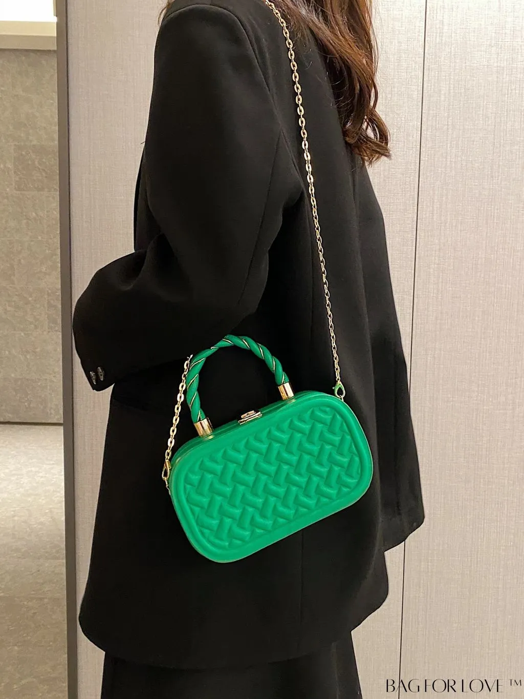 BagForLove - Stylish Square Shoulder Bag with PU Leather Stitching - Mini Size