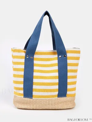 BagForLove - Stylish Striped Pattern Beach Tote - Fashionable, Lightweight, Roomy - Ideal for Daily Shopping