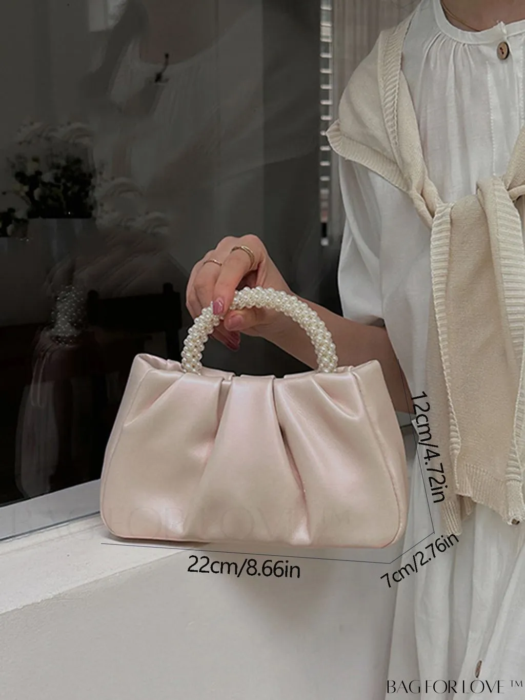 BagForLove - Stylish Summer Crossbody Bag with Faux Pearl Handle and Pleats