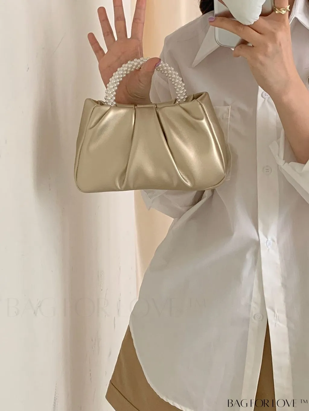 BagForLove - Stylish Summer Crossbody Bag with Faux Pearl Handle and Pleats