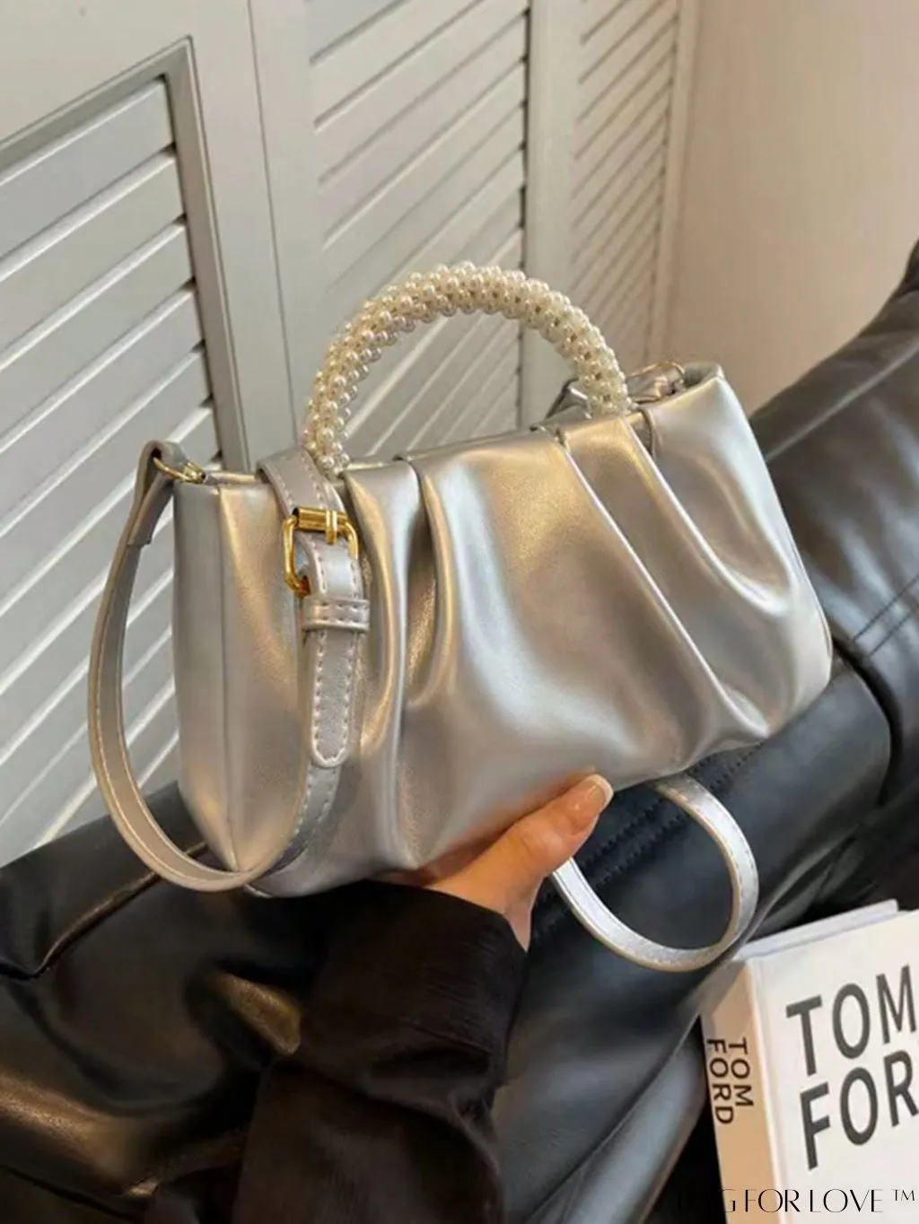 BagForLove - Stylish Summer Crossbody Bag with Faux Pearl Handle and Pleats