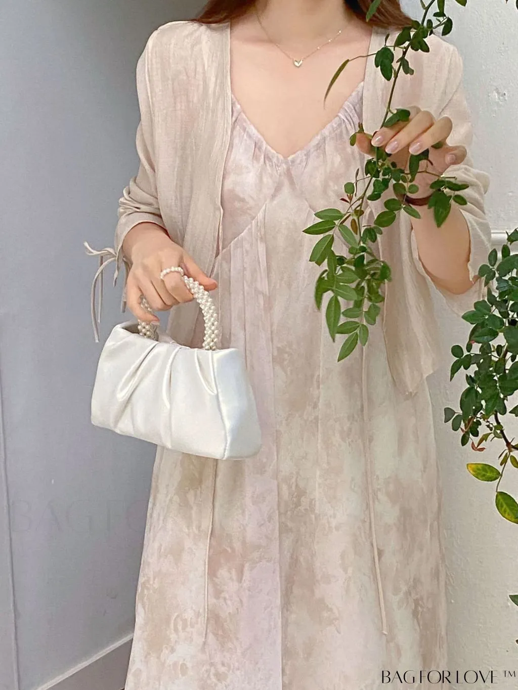 BagForLove - Stylish Summer Crossbody Bag with Faux Pearl Handle and Pleats