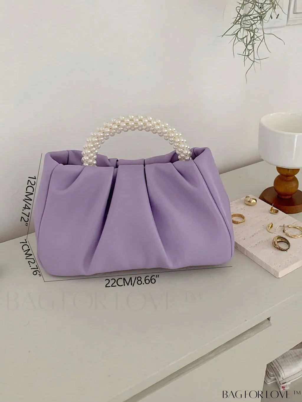 BagForLove - Stylish Summer Crossbody Bag with Faux Pearl Handle and Pleats