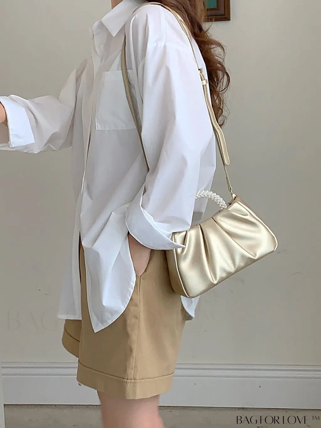 BagForLove - Stylish Summer Crossbody Bag with Faux Pearl Handle and Pleats