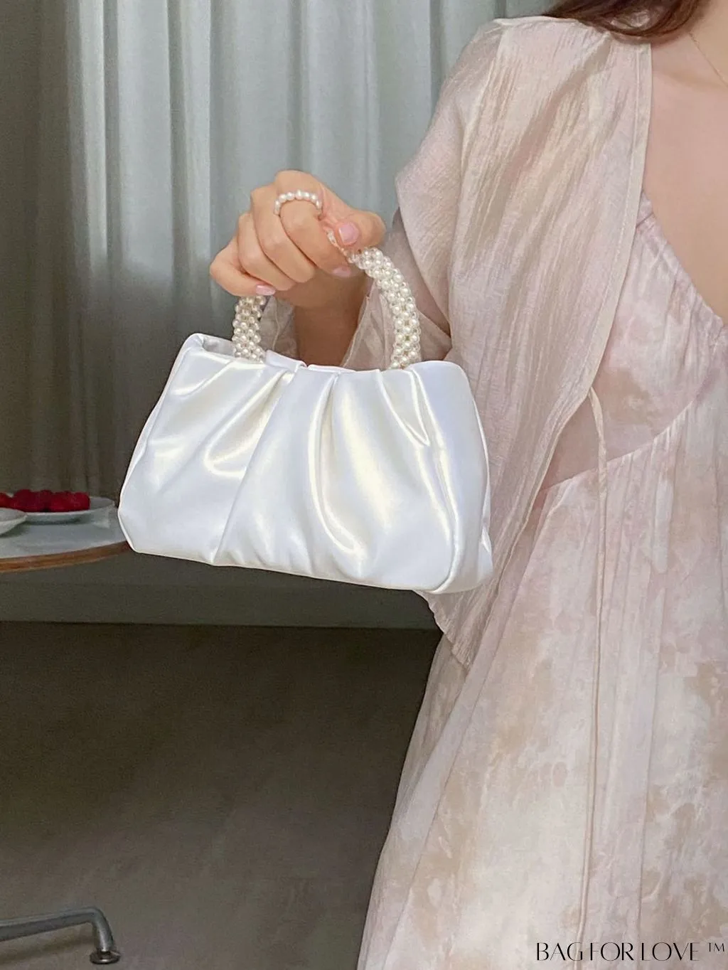 BagForLove - Stylish Summer Crossbody Bag with Faux Pearl Handle and Pleats