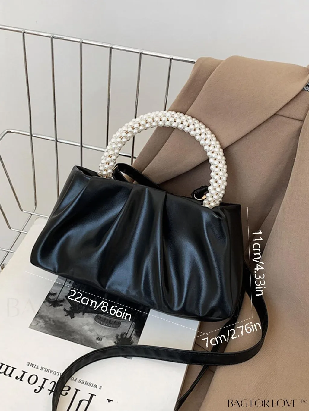 BagForLove - Stylish Summer Crossbody Bag with Faux Pearl Handle and Pleats