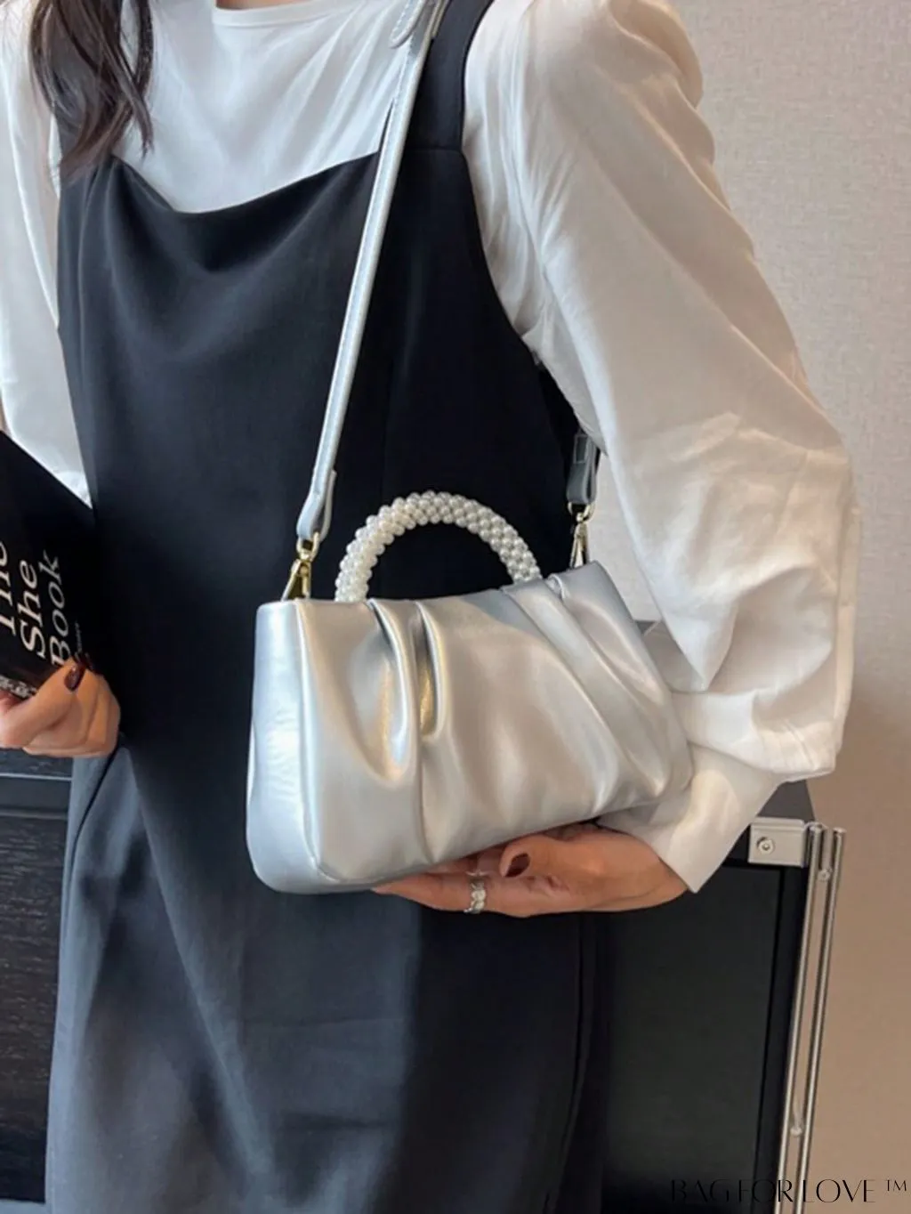 BagForLove - Stylish Summer Crossbody Bag with Faux Pearl Handle and Pleats