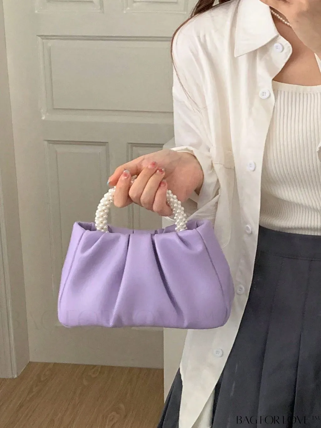 BagForLove - Stylish Summer Crossbody Bag with Faux Pearl Handle and Pleats