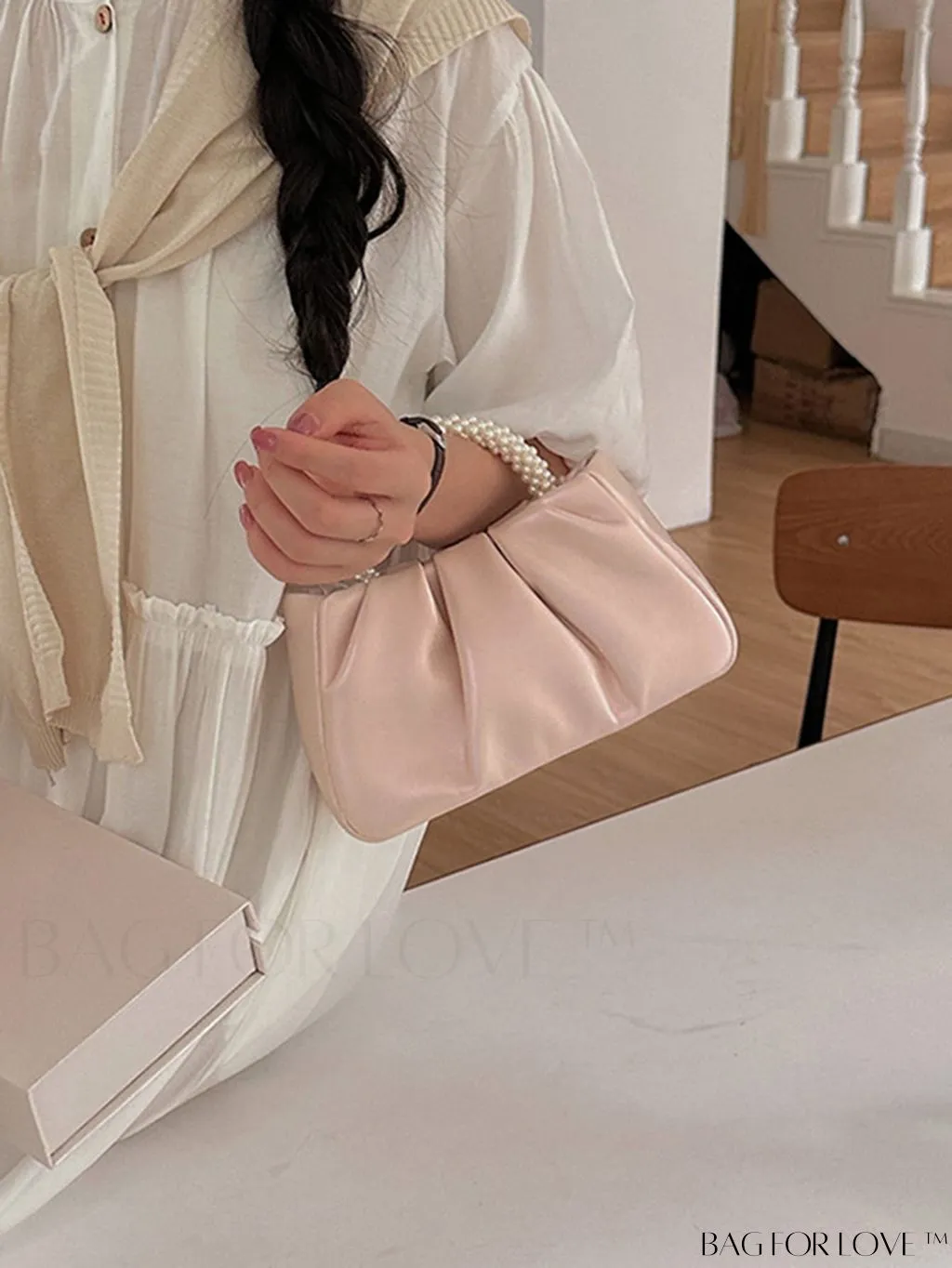 BagForLove - Stylish Summer Crossbody Bag with Faux Pearl Handle and Pleats