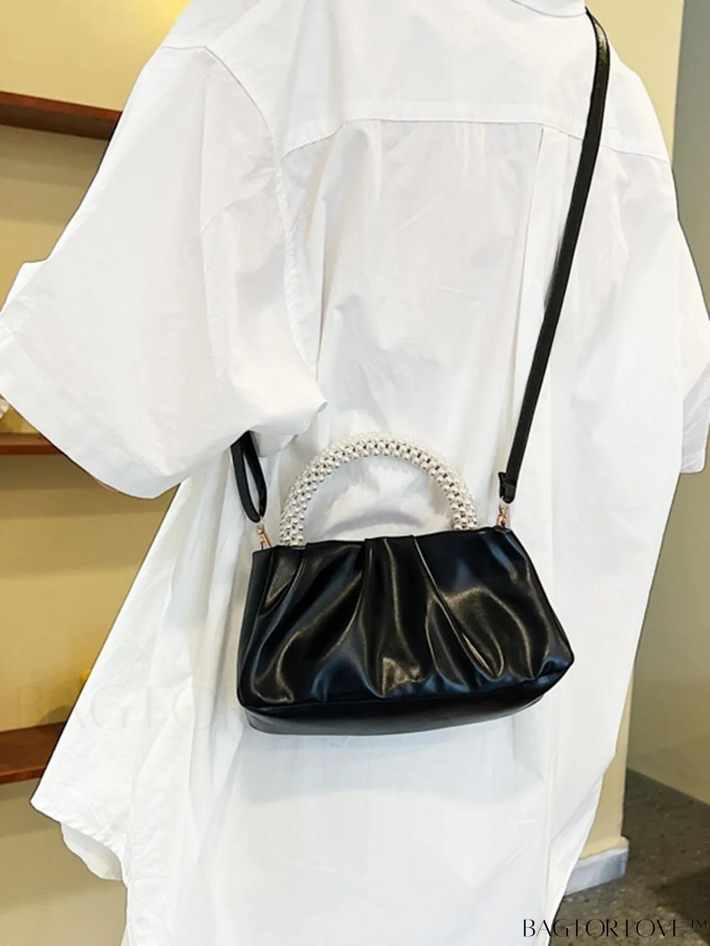 BagForLove - Stylish Summer Crossbody Bag with Faux Pearl Handle and Pleats