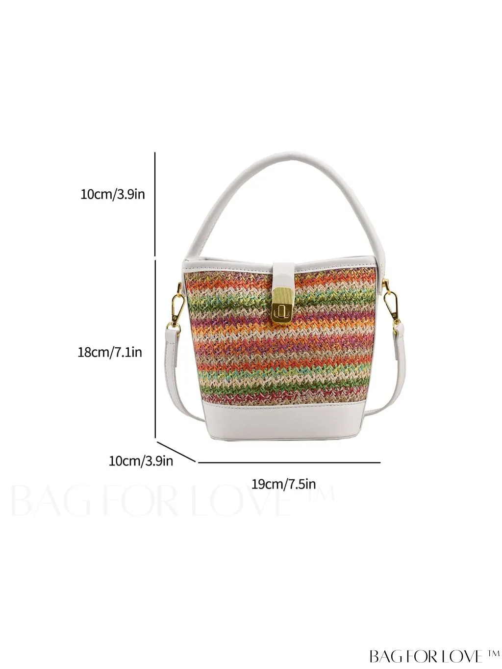 BagForLove - Stylish Summer Woven Straw Bucket Bag - Color Block Design, Perfect for Holidays