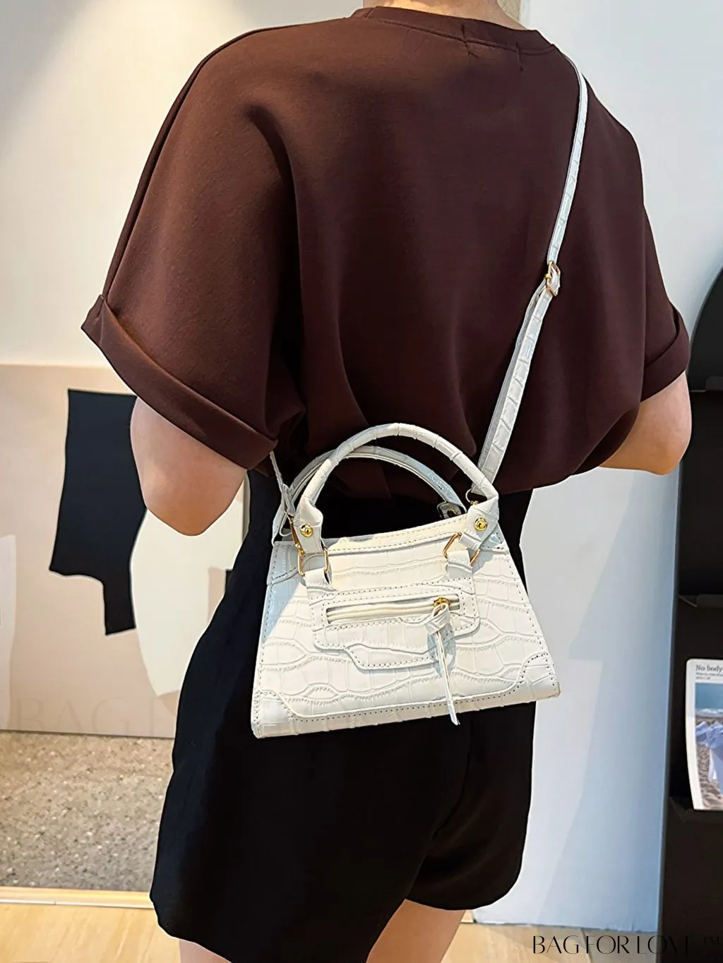 BagForLove - Stylish Womens Crocodile Pattern Tote Crossbody Bag