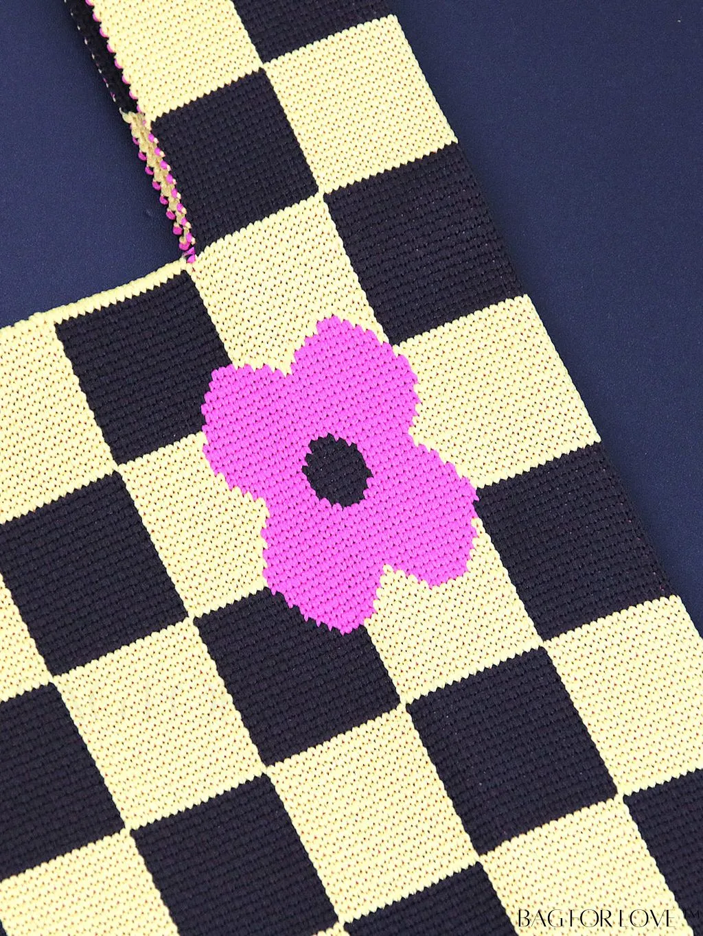 BagForLove - Vacation-Ready Fashion Handbag: Flower Pattern Color Block Crochet Bag
