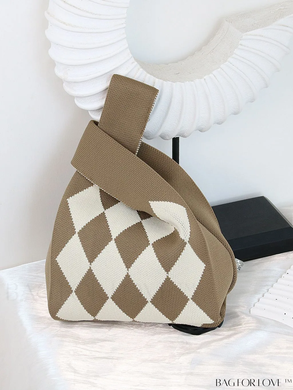 BagForLove - Vacation-Ready Fashion Handbag: Flower Pattern Color Block Crochet Bag