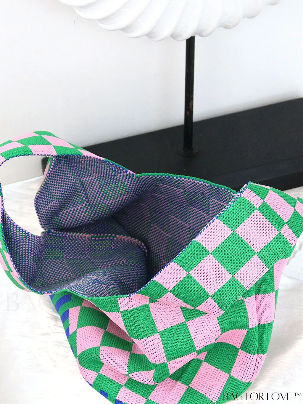 BagForLove - Vacation-Ready Fashion Handbag: Flower Pattern Color Block Crochet Bag