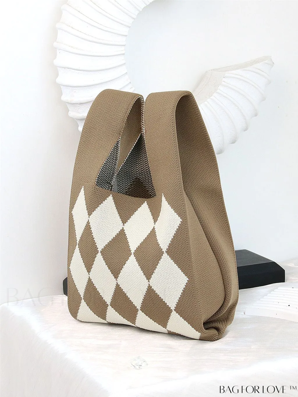 BagForLove - Vacation-Ready Fashion Handbag: Flower Pattern Color Block Crochet Bag