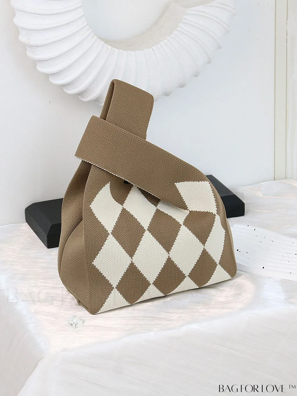 BagForLove - Vacation-Ready Fashion Handbag: Flower Pattern Color Block Crochet Bag