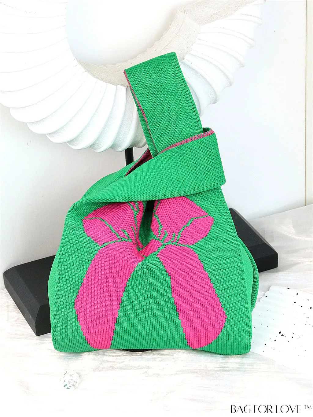 BagForLove - Vacation-Ready Fashion Handbag: Flower Pattern Color Block Crochet Bag