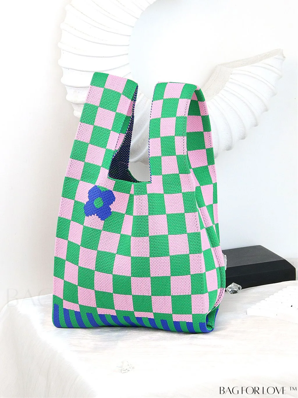 BagForLove - Vacation-Ready Fashion Handbag: Flower Pattern Color Block Crochet Bag