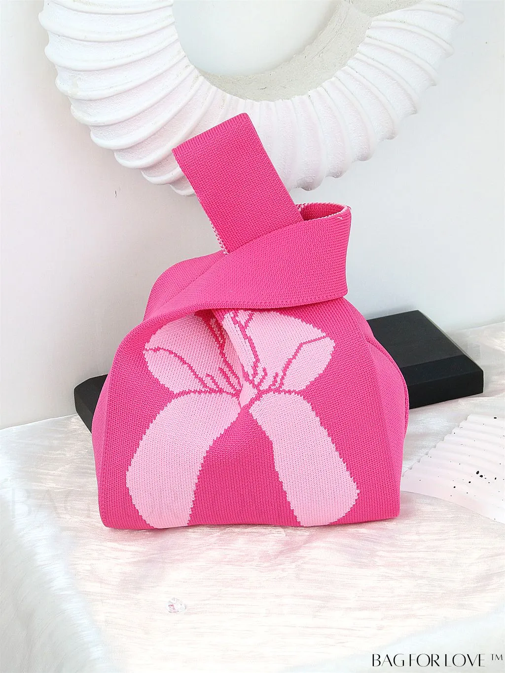 BagForLove - Vacation-Ready Fashion Handbag: Flower Pattern Color Block Crochet Bag