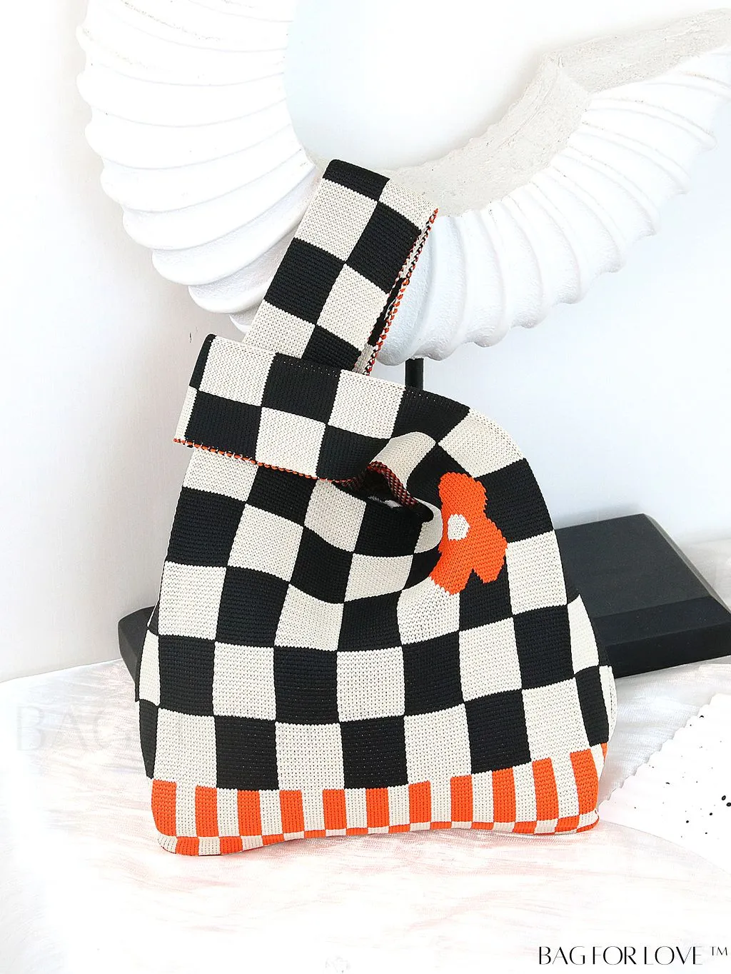 BagForLove - Vacation-Ready Fashion Handbag: Flower Pattern Color Block Crochet Bag